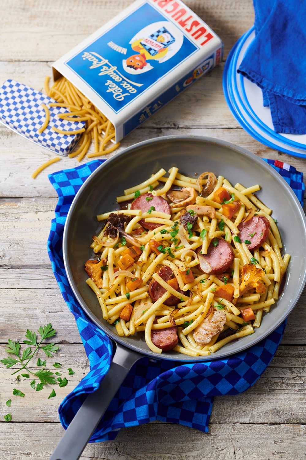 Poêlée de macaroni aux champignons des bois