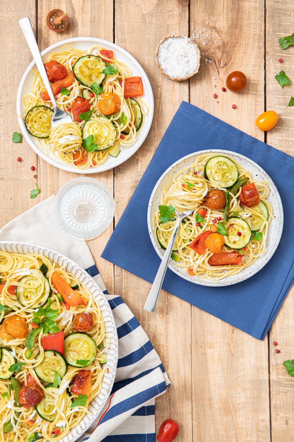 Spaghetti aux légumes grillés & fromage frais