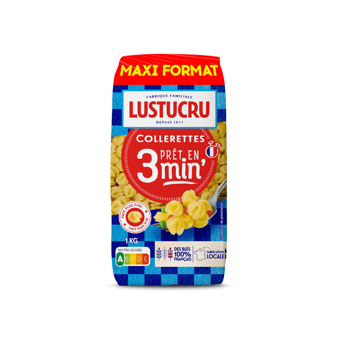 Paquet de Collerettes Lustucru pret en 3 minutes 1kg maxi format