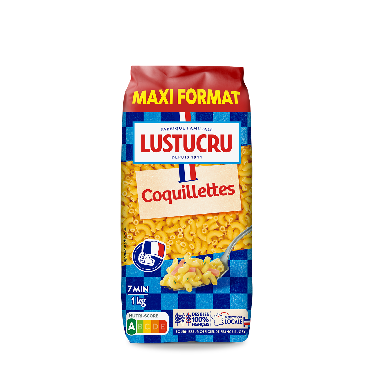 Paquet de Coquillettes Lustucru 1kg maxi format