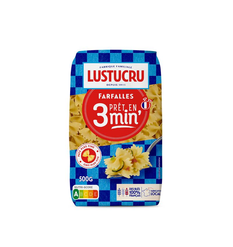 Paquet de Farfalles Lustucru pret en 3 minutes 500g