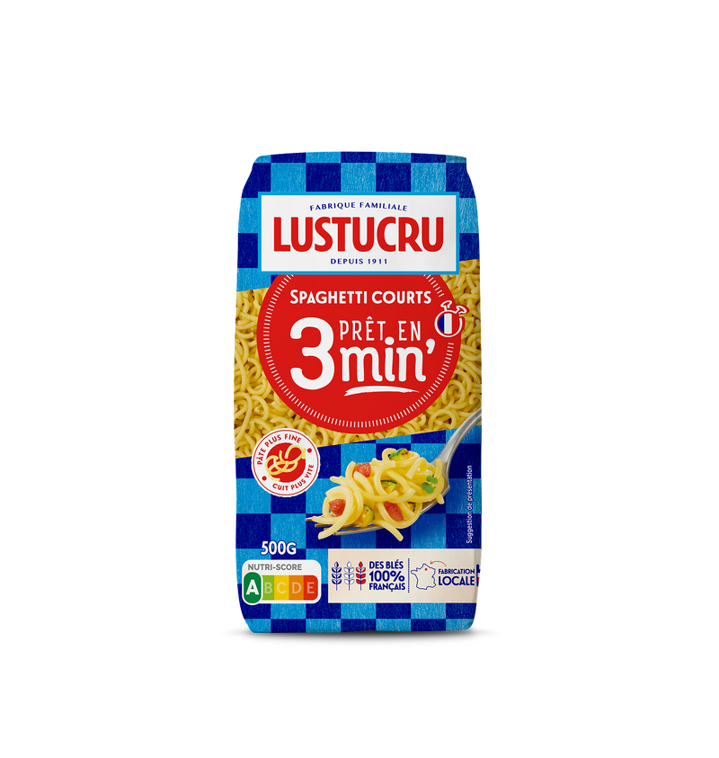 Paquet de Spaghetti courts Lustucru pret en 3 minutes 500g