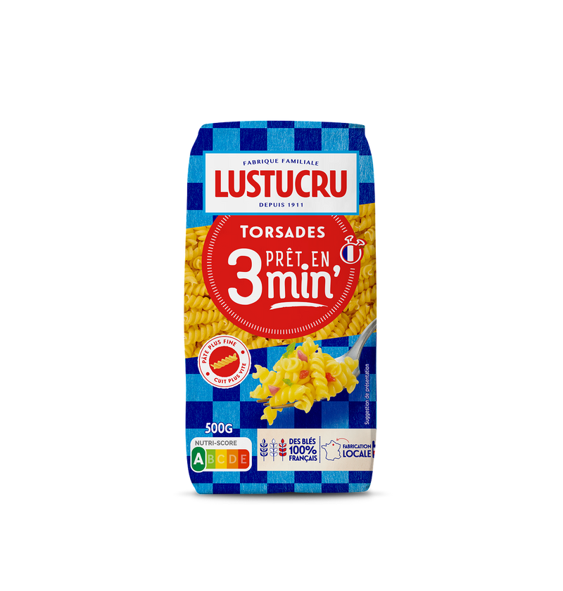 Paquet de Torsades Lustucru pret en 3 minutes 500g